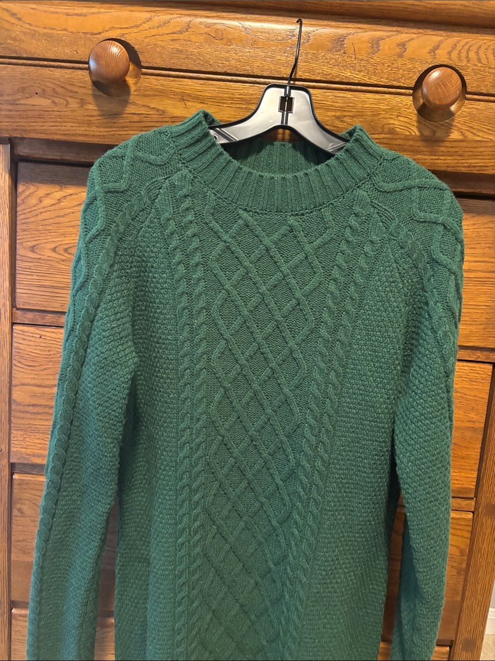 Cable Knit Crewneck Sweater Dress Dark Green Size Large - Picture 3 of 5